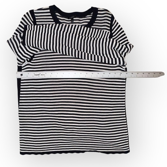 TALBOTS CREWNECK SWEATER - SCALLOP STRIPE Navy Women’s L - Picture 8 of 15